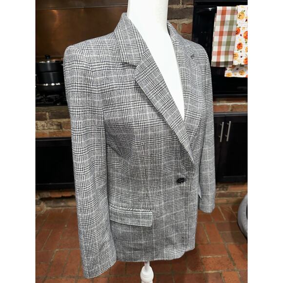 Pendleton Women’s Wool Blazer Gray Houndstooth 4 career work professional preppy - Picture 2 of 16